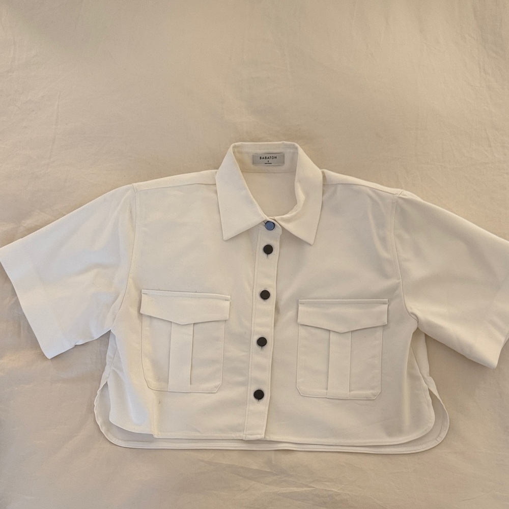 Aritzia Babaton Button Up Cropped Top